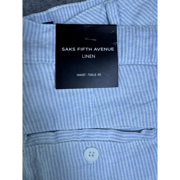 Saks Fifth Avenue Shorts Mens 40 Blue Linen Sky Resort Dressy Beach Lightweight - Picture 4 of 10